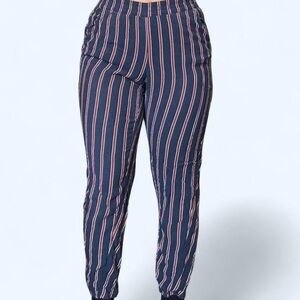 H&M Striped Stretch Pants | Navy Red White | Size 6 Medium